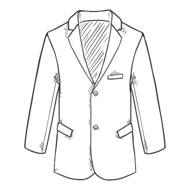 Sketch Blazer. Takım Elbise Ceketi Vektör Eli Çizim Çizimi.