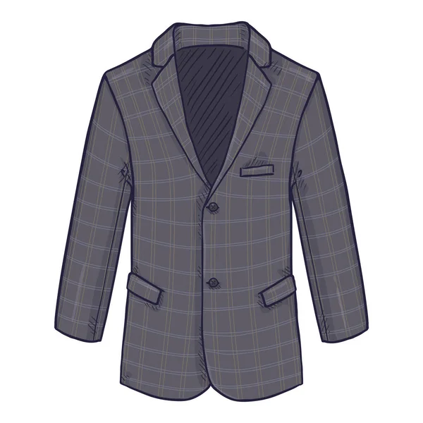 Checkered Gray Blazer Kostymjacka Vektor Tecknad Illustration — Stock vektor