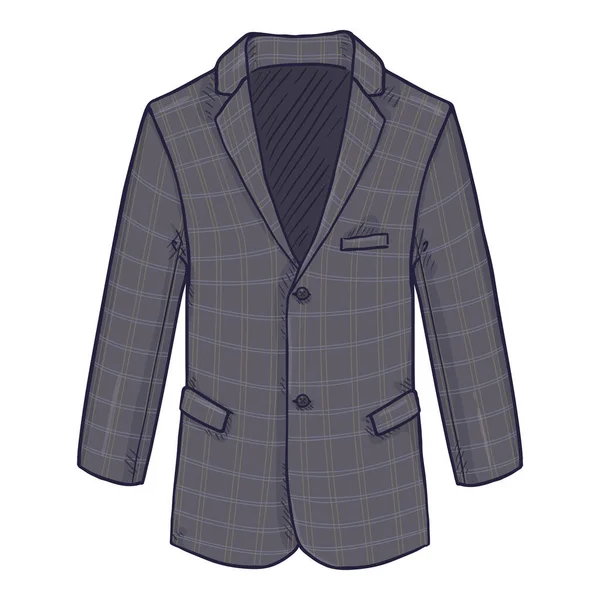 Blazer Gris Carreaux Veste Costume Vectoriel Illustration Bande Dessinée — Image vectorielle