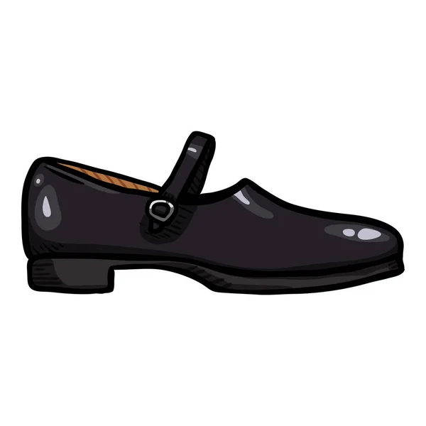 Women Clasp Shoes Black Leather Cartoon Illustration Female School Uniform — Vettoriale Stock