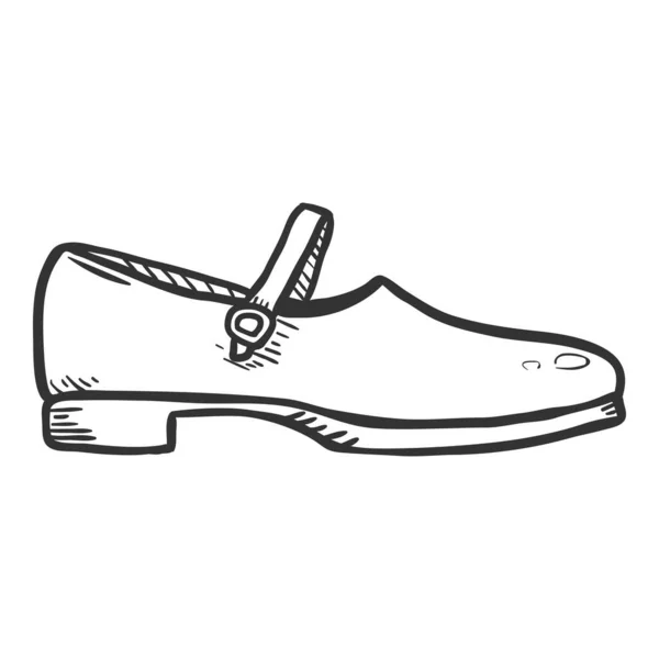 Women Clasp Shoes Sketch Illustration Female School Uniform Footwear — ストックベクタ