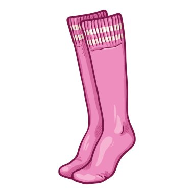 Vector Cartoon Pink High Socks Illustration