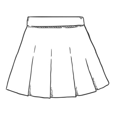 Vector Hand Drawn Sketch Women Short Skirt