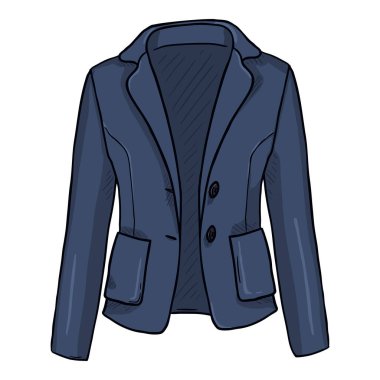 Vector Cartoon Blue Women Jacket on White Background