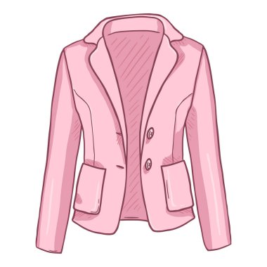 Vector Cartoon Pink Women Jacket on White Background