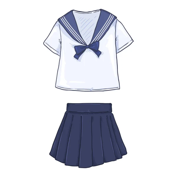 Vector Cartoon Japanese School Uniform Girls — 스톡 벡터