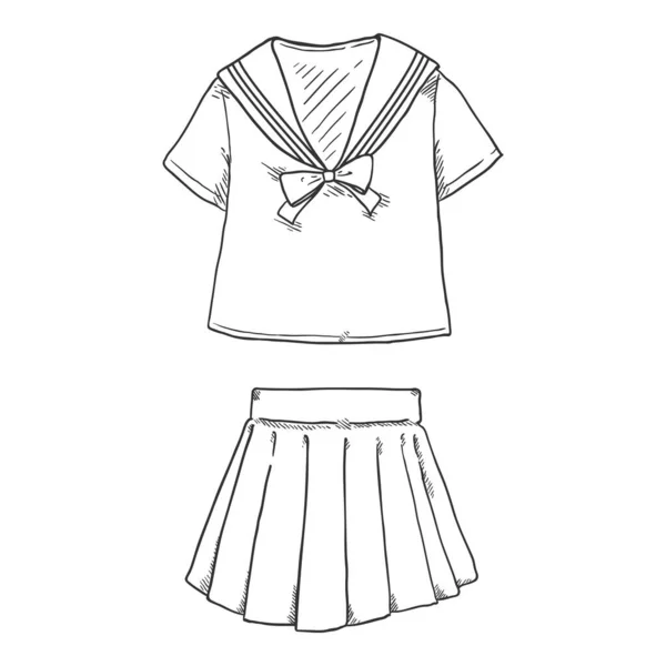 Vector Sketch Japanese Schoolgirl Uniform — Stock vektor