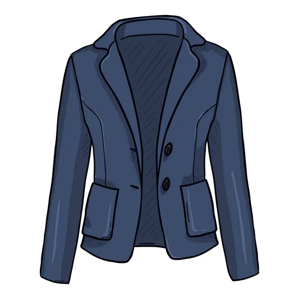 Vector Cartoon Blue Women Jacket White Background — Image vectorielle