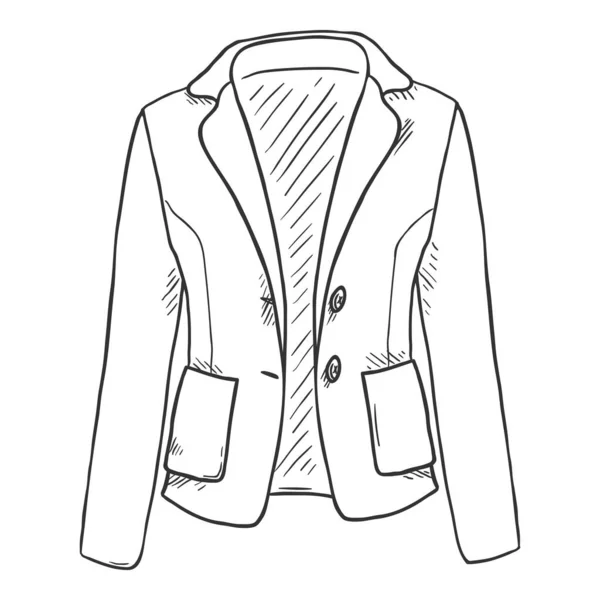 Vector Sketch Women Jacket Vestido Escritório Código —  Vetores de Stock