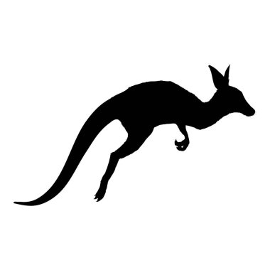 Vector Silhouette Jumping Kangaroo. Side View.