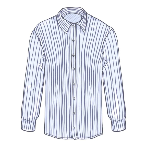 Vector Cartoon Long Sleeve Purple White Striped Classic Men Shirt — 스톡 벡터