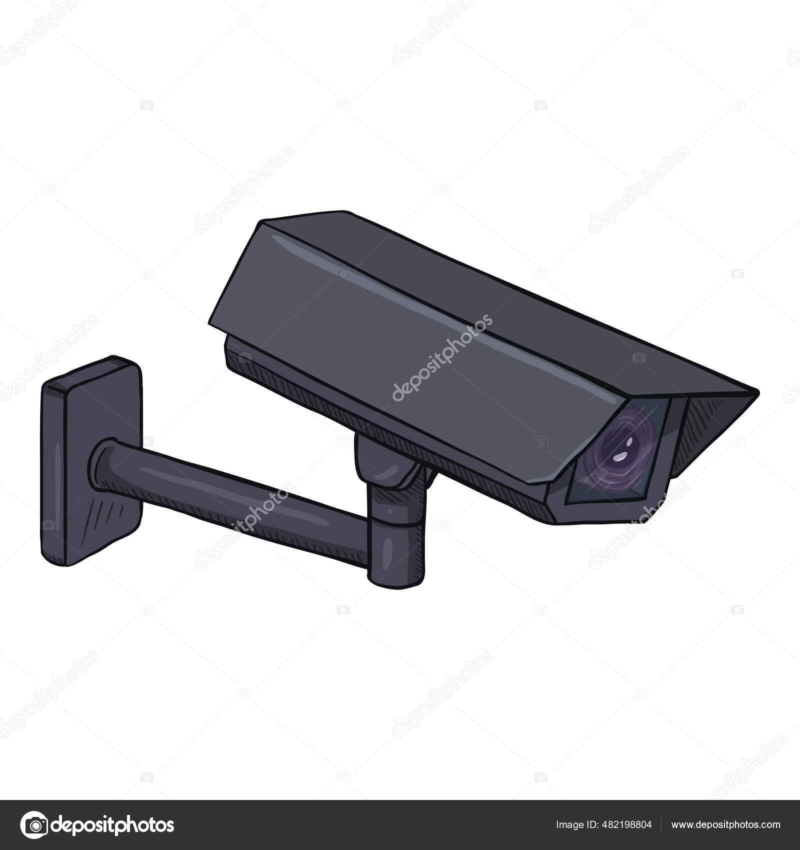 Ilustración Cctv Vector Dibujos Animados Negro Cámara Seguridad vector