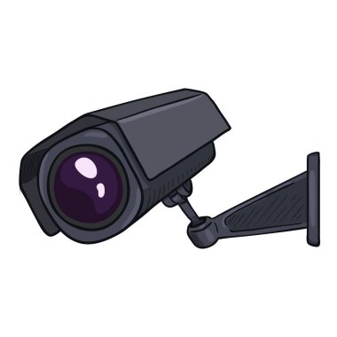 CCTV Illustration. Vektör Karikatür Siyah Güvenlik Kamerası