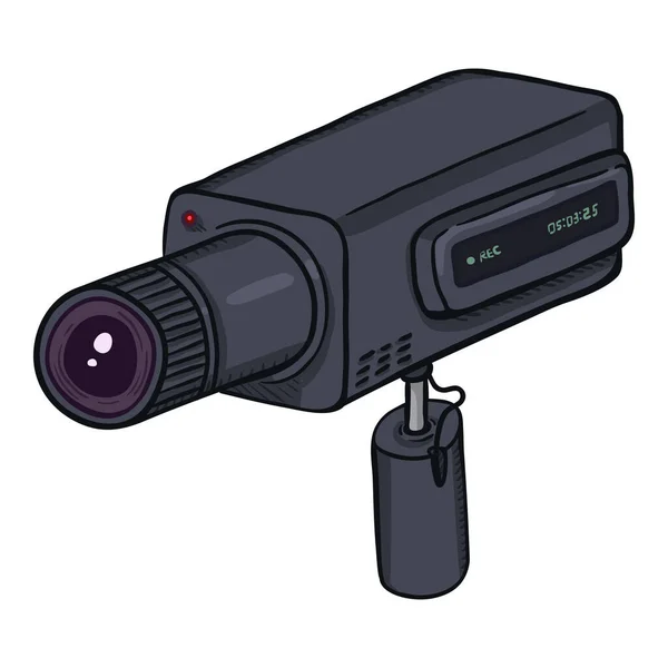 Cctv Illustratie Vector Cartoon Zwarte Beveiligingscamera — Stockvector