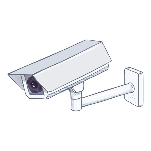 Ilustración Cctv Vector Dibujos Animados Cámara Seguridad Blanca — Vector de stock