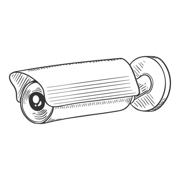 Vector Sketch Überwachungskamera Cctv Hand Gezeichnete Illustration — Stockvektor