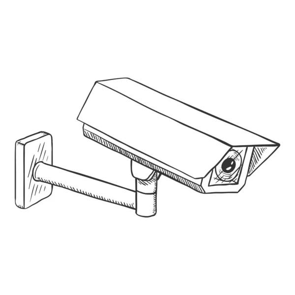 Vector Sketch Überwachungskamera Cctv Hand Gezeichnete Illustration — Stockvektor