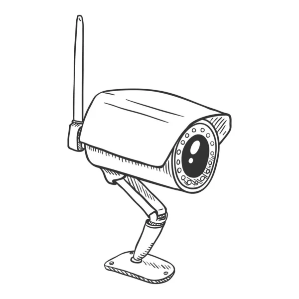 Векторный Эскиз Камеры Безопасности Камера Видеонаблюдения — стоковый вектор