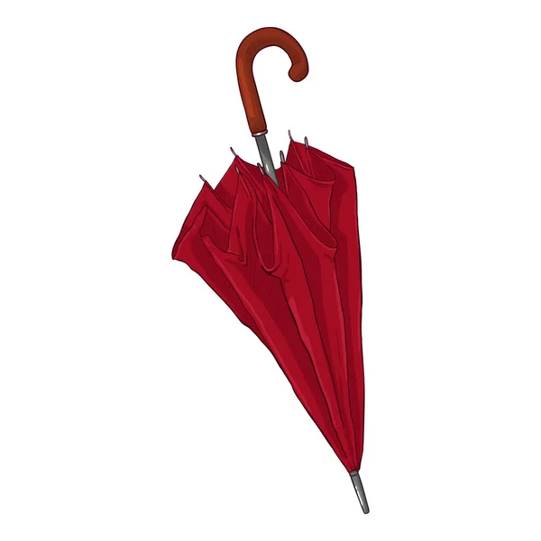 Векторный Карикатурный Сложенный Красный Зонтик — стоковый вектор