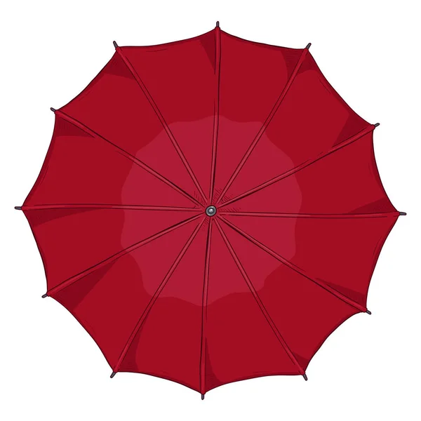 Vector Cartoon Red Umbrella Illustration Vista Dall Alto — Vettoriale Stock