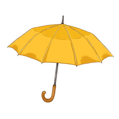 Vektör Çizgi Filmi Sarı Şemsiye İllüstrasyonu.