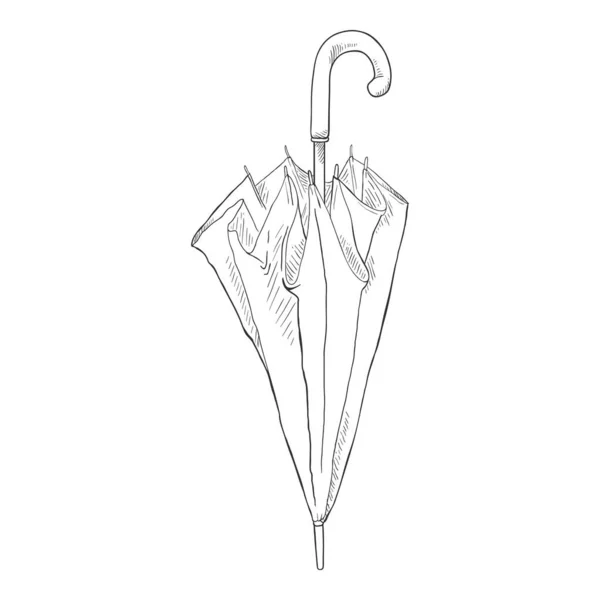Vektor Vázlat Összehajtogatott Esernyő Kézzel Rajzolt Illusztráció — Stock Vector