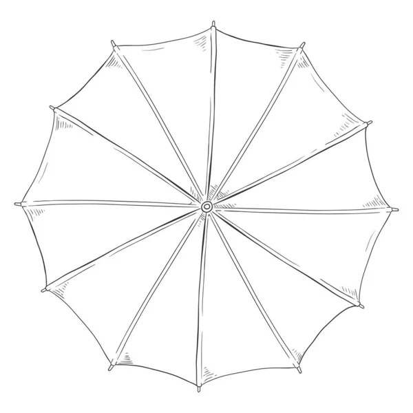 Sketch Regenschirm Vector Hand Drawn Illustration Ansicht Von Oben — Stockvektor