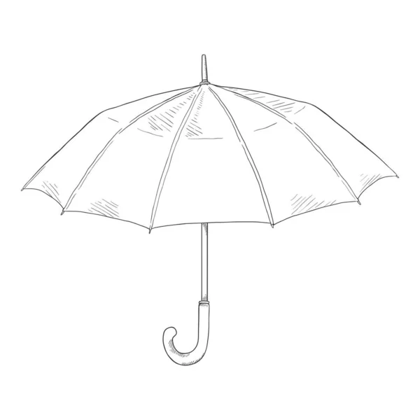 Sketch Umbrella Vector Hand Drawn Illustration Side View — Stock Vector