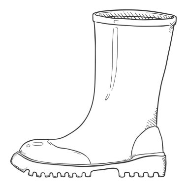 Rubber Boots 'un robot resmi. Vektör El Çizimi Çizimi