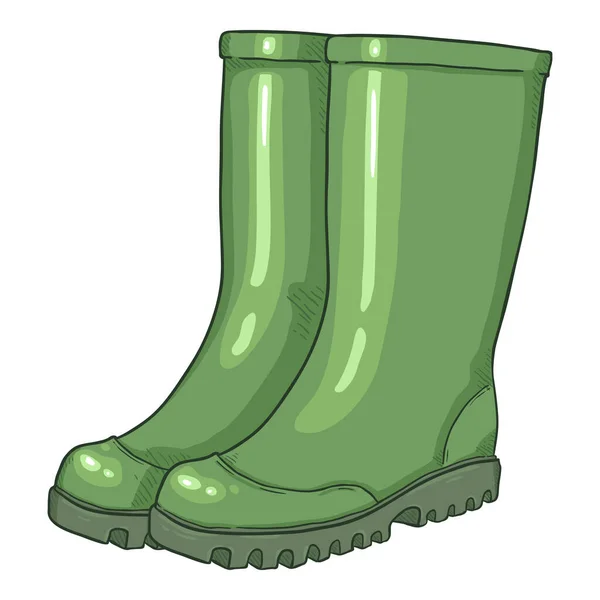 Vector Cartoon Green Rubber Boots Illustration — Stock Vector
