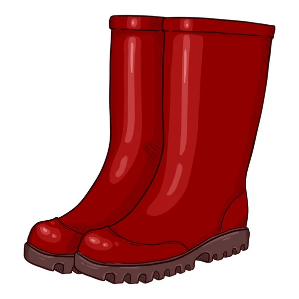 Vector Cartoon Red Rubber Boots Illustration — Stock Vector