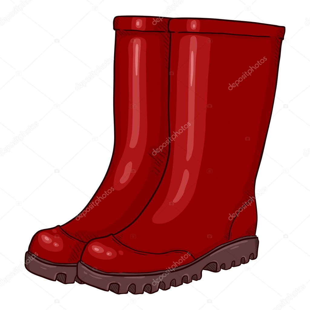 Vector Cartoon Red Rubber Boots Illustration