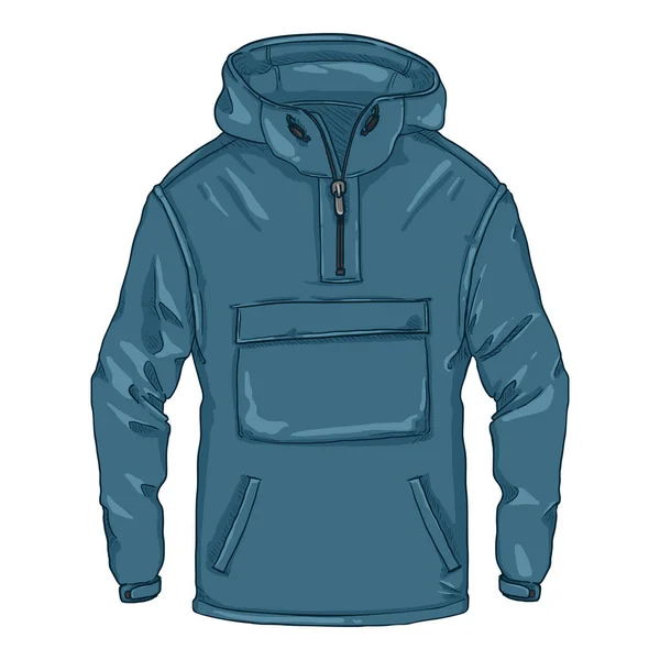 Κινούμενο Μπλε Anorak Casual Rain Jacket Εικονογράφηση Διάνυσμα — Διανυσματικό Αρχείο