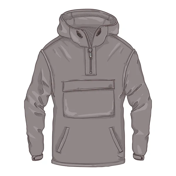 Desen Animat Anorak Casual Gray Rain Jacket Vector Illustration — Vector de stoc