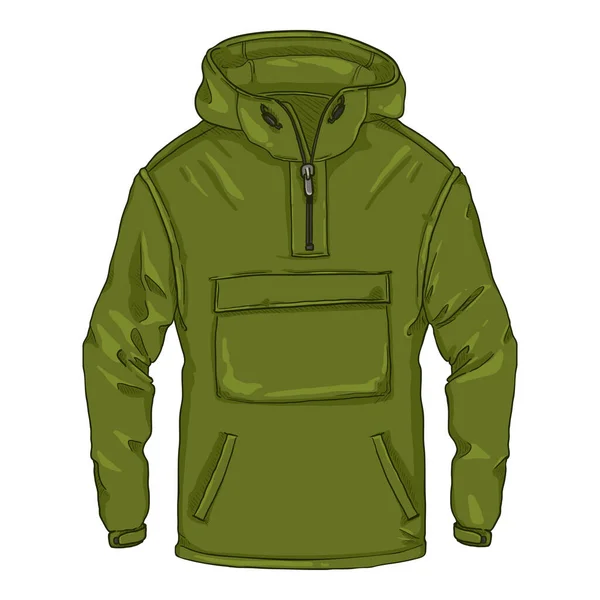 Κινούμενο Σχέδιο Anorak Khaki Χρώμα Casual Rain Jacket Εικονογράφηση Διάνυσμα — Διανυσματικό Αρχείο