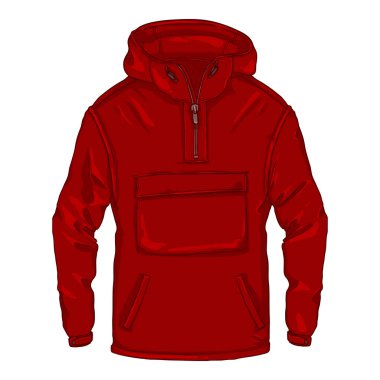Cartoon Red Anorak . Casual Outdoor Clothing Vector Illustration clipart