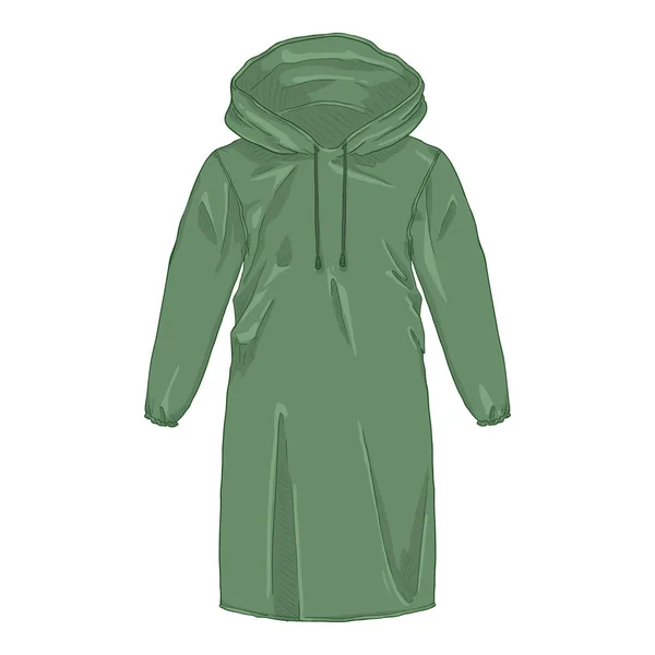 Green Raincoat Hood Vector Cartoon Illustration — Stock Vector