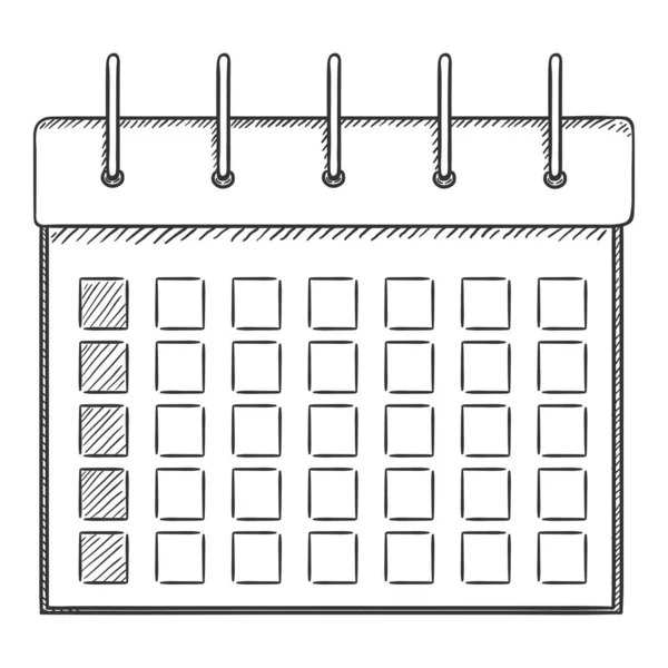 Sketch Calendar Dates Vector Hand Drawn Illustration — Stock Vector