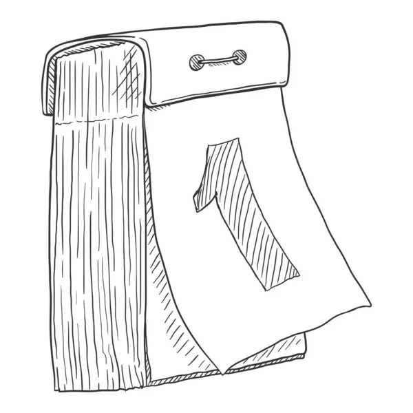 Sketch Tear Calendar Number Vector Hand Drawn Illustration — Stock Vector