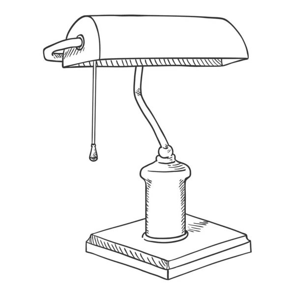 Vector Sketch Library Lamp Inglês Lápis Desenhado Mão Ilustração — Vetor de Stock