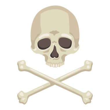 Vector Skull and Cross Bones Flat Illustration on Isolated White Background clipart