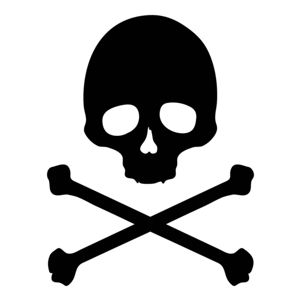 Vector Skull Cross Bones Siluetti Kuvitus Eristetty Valkoinen Tausta — vektorikuva