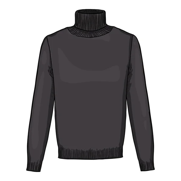 Vector Black Turtleneck Tröja Män Casual Kläder Tecknad Illustration — Stock vektor