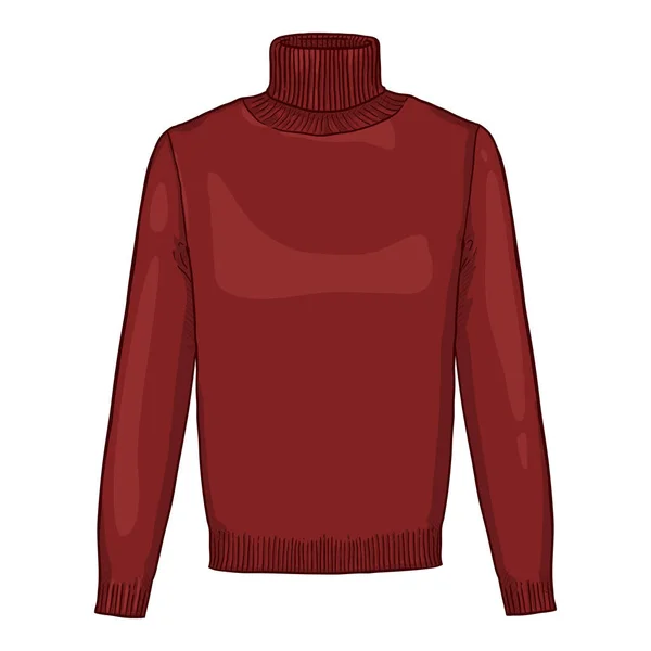 Maglione Collo Alto Vector Red Uomo Abbigliamento Casual Cartoon Illustrazione — Vettoriale Stock