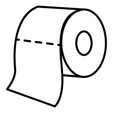 Beyaz Arkaplanda Vektör Tuvalet Kağıt Çizgisi Simgesi