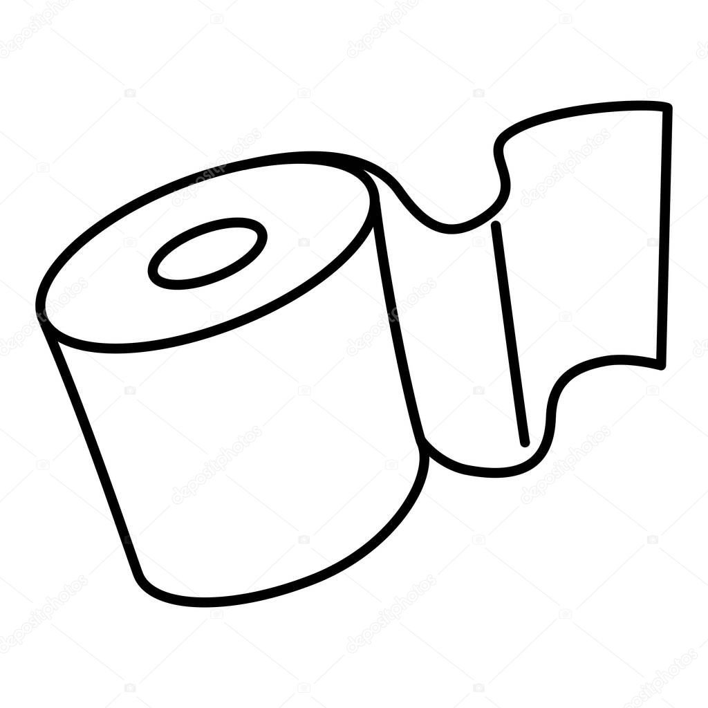Vector Toilet Paper Line Icon on White Background