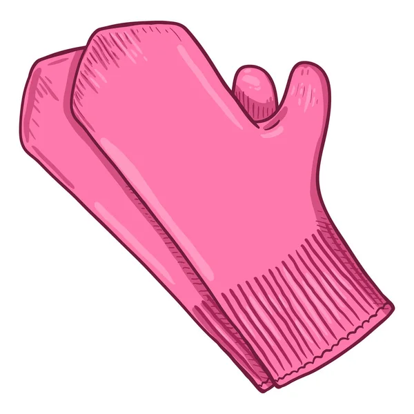 Pink Woolen Mittens Vector Cartoon Illustration — Stock Vector