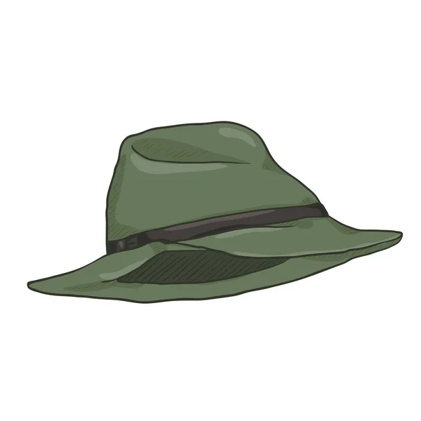 Vector Cartoon Green Trilby Hat White Background — Stock Vector