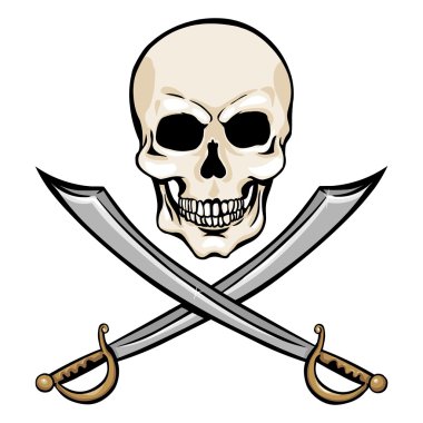 çapraz kılıç ile korsan kafatası