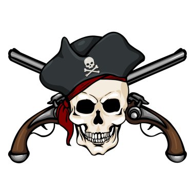 korsan kafatası içinde çapraz tabanca ile tricorn